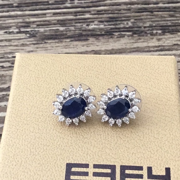 EFFY Diamond and Sapphire Earrings - Picture 3 of 6